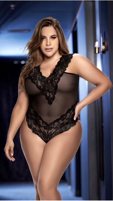 Curbigals Crotchless Bodystocking Plus Size Open Crotch Teddy Lingerie For Women